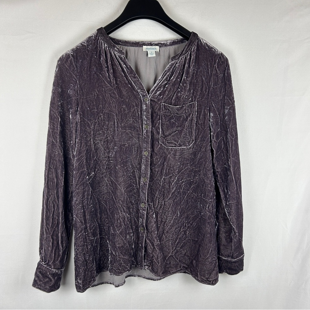 Sundance velvet silk blend blouse top button front size small